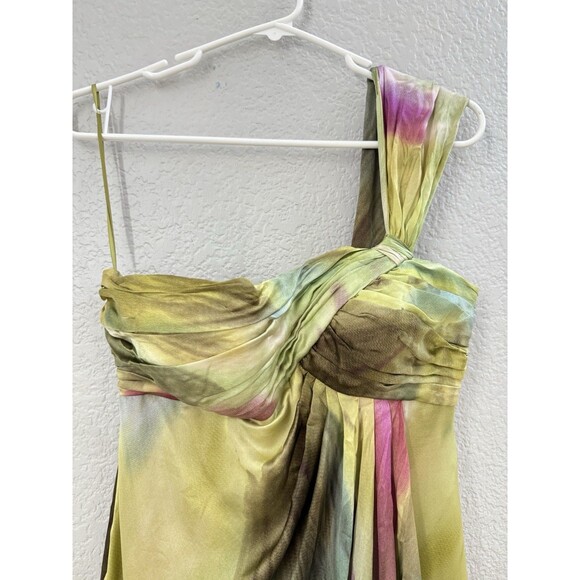 TERI JON Rickie Freeman 100% Silk Long Layered Asymmetric One Shoulder Dress 6 - Picture 15 of 15